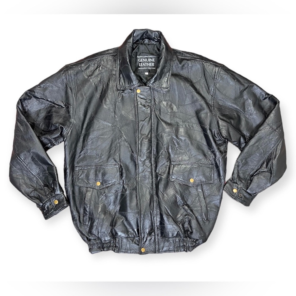 Napoline Leather Outfitters Genuine Patchwork Leather Bomber Jacket - XL